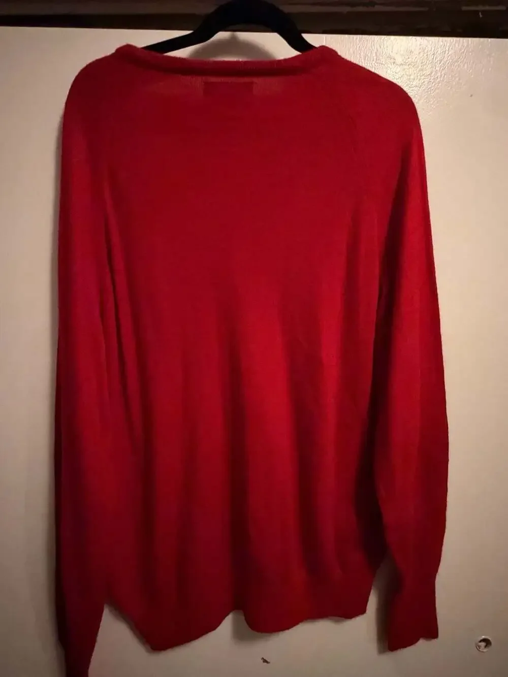 Vintage Christian Dior Monsieur Red V-Neck Orlon Acrylic Sweater - Picture 3 of 3